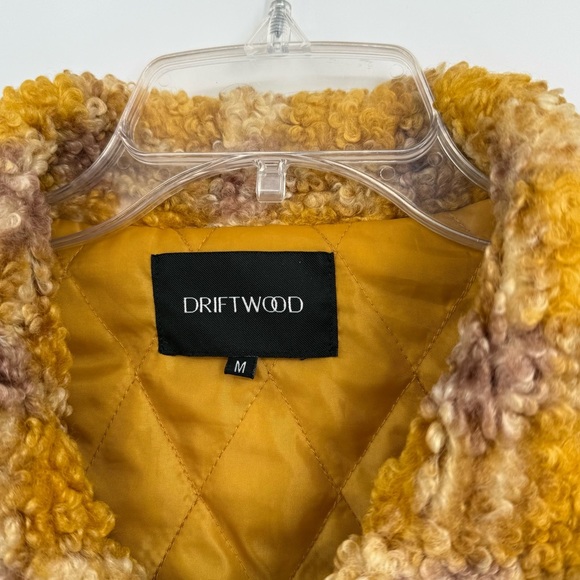 Driftwood Ryan Plaid Sherpa Teddy Jacket Women’s Gold Size Medium Button Front - Picture 8 of 11